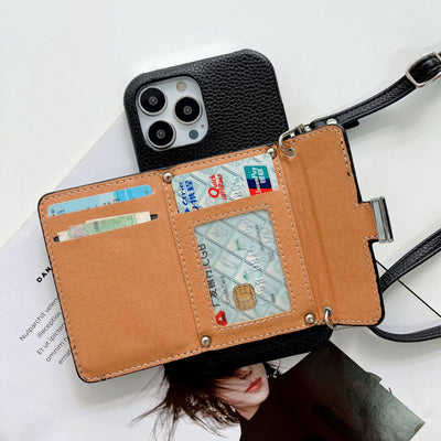 H Card Holder Leather Chain iPhone Case