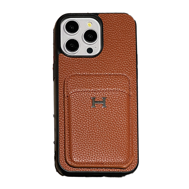 H Card Holder Leather iPhone Case