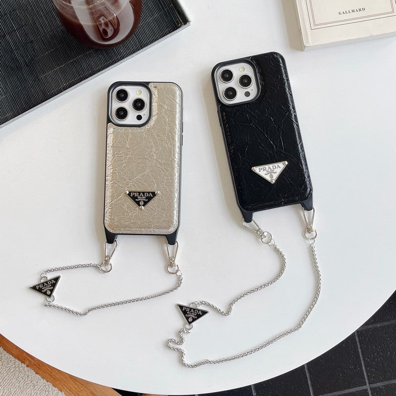 Pra Leather Crossbody Chain iPhone Case