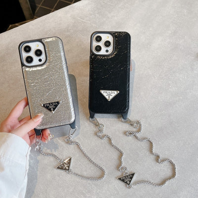 Pra Leather Crossbody Chain iPhone Case