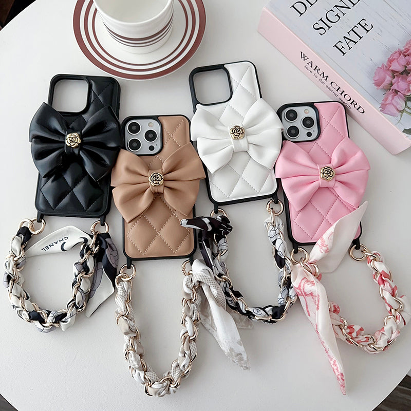 CC Crossbody Scarves Leather iPhone Case