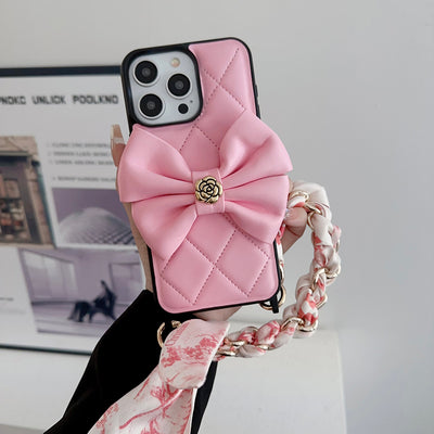 CC Crossbody Scarves Leather iPhone Case