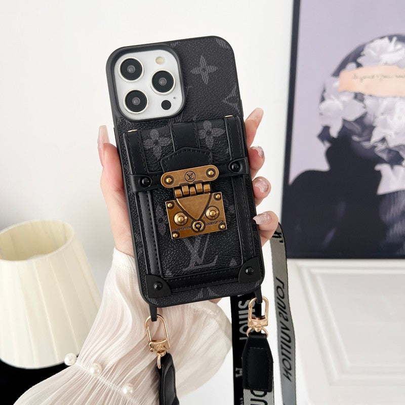 Lou Black & White Crossbody Chain iPhone Case