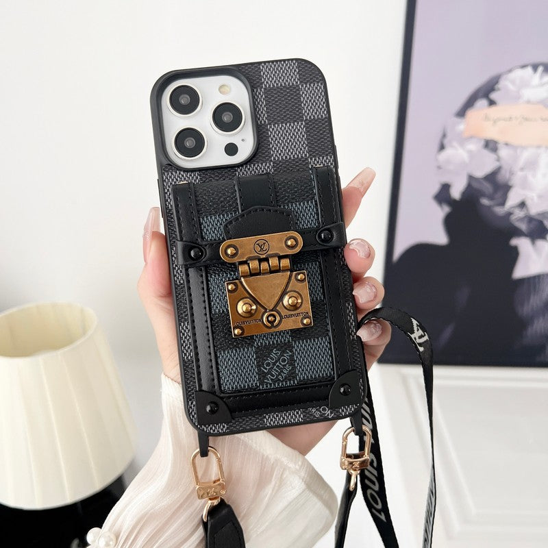 Louis Black & White Crossbody Chain iPhone Case