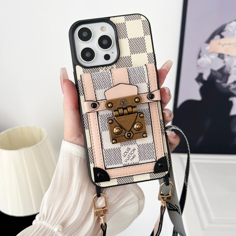 Louis Black & White Crossbody Chain iPhone Case