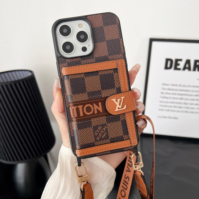 Louis Card Bag Chain Classic Brown iPhone Case