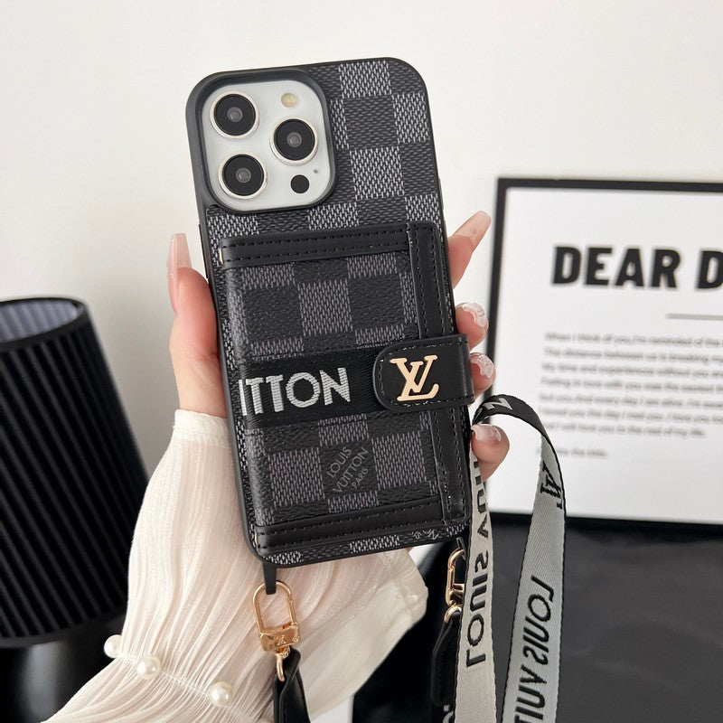 Louis Card Bag Chain Black & White iPhone Case