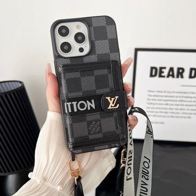 Louis Card Bag Chain Black & White iPhone Case