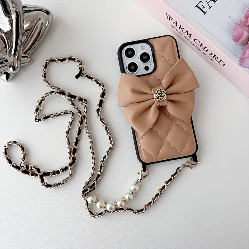 CC Crossbody Scarves Leather iPhone Case