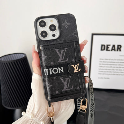 Louis Card Bag Chain Black & White iPhone Case