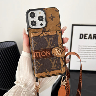 Louis Card Bag Chain Classic Brown iPhone Case