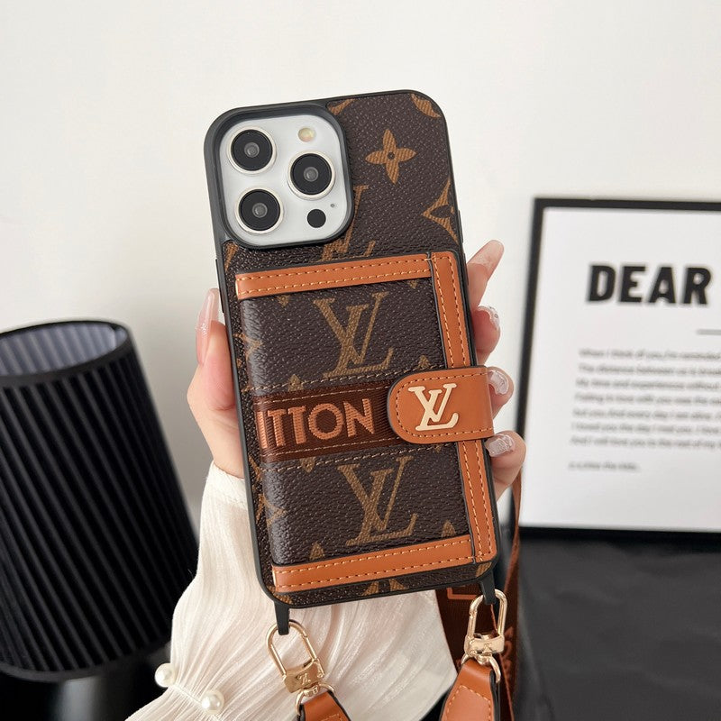 Louis Card Bag Chain Classic Brown iPhone Case