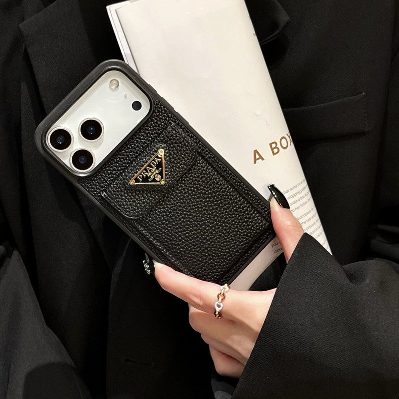 Pra Color Leather Card Bag iPhone Case