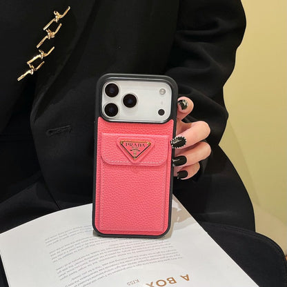 Pra Color Leather Card Bag iPhone Case