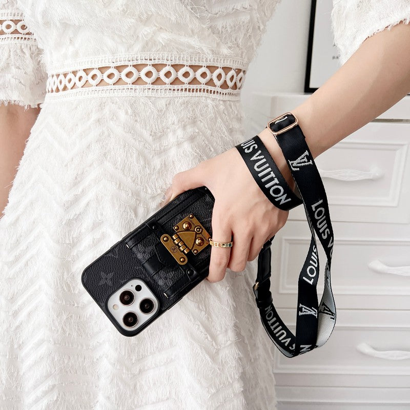 Louis Black & White Crossbody Chain iPhone Case