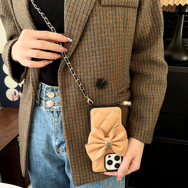 CC Crossbody Scarves Leather iPhone Case