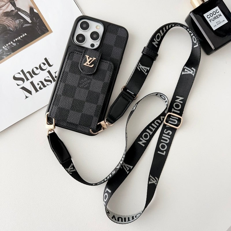 Louis Black & White Crossbody Card Bag iPhone Case