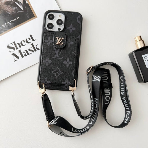 Lou Black & White Crossbody Card Bag iPhone Case