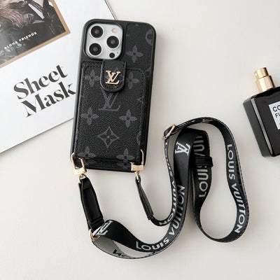 Louis Black & White Crossbody Card Bag iPhone Case