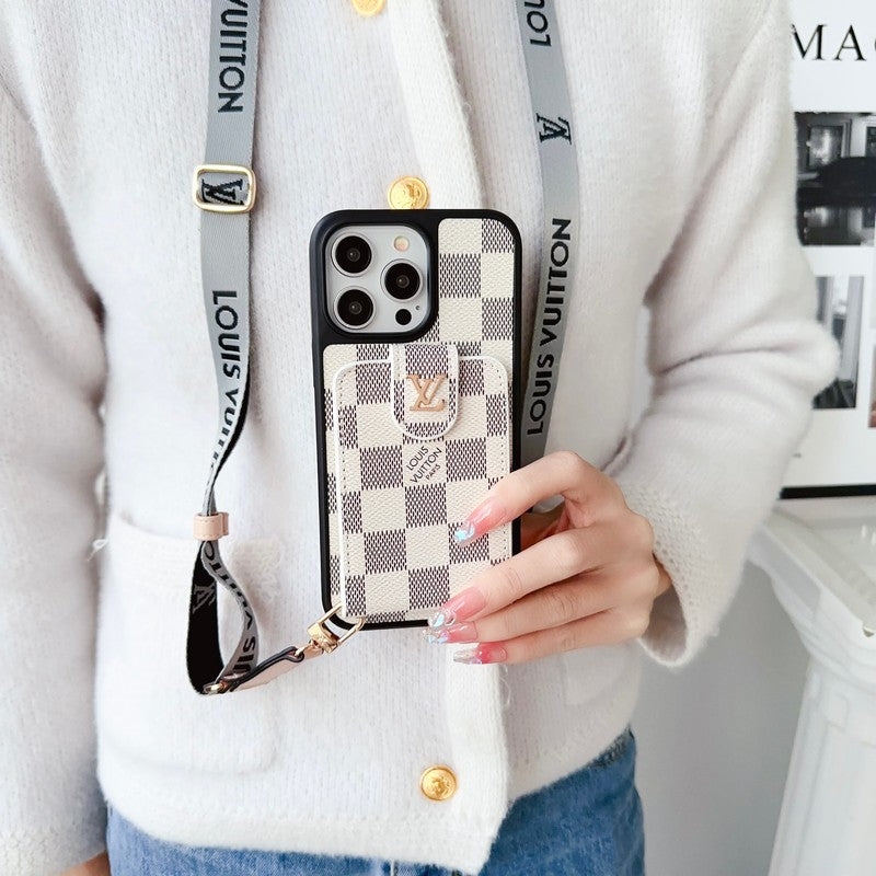 Louis Black & White Crossbody Card Bag iPhone Case