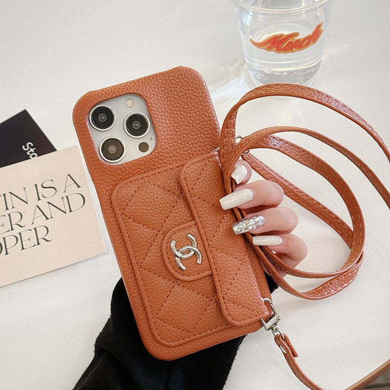 CC Card Bag Leather Chain iPhone Case