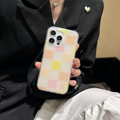 Louis Pink & Blue Checkerboard iPhone Case