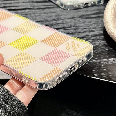 Louis Pink & Blue Checkerboard iPhone Case