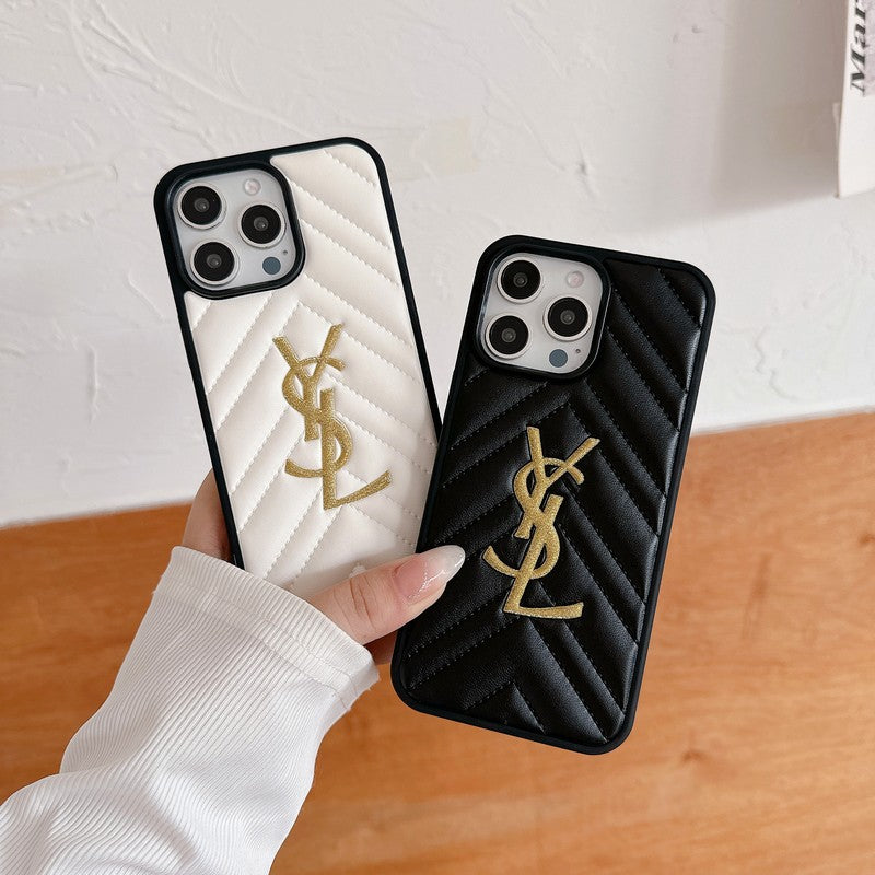 Saint Black & White Leather iPhone Case