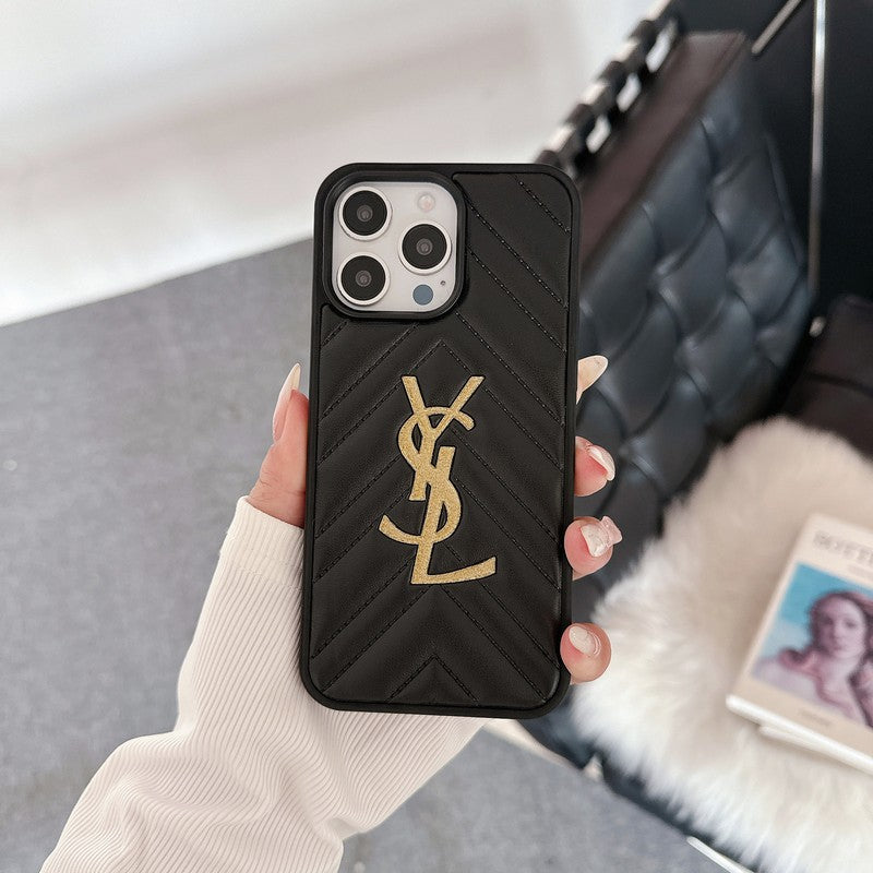 Saint Black & White Leather iPhone Case