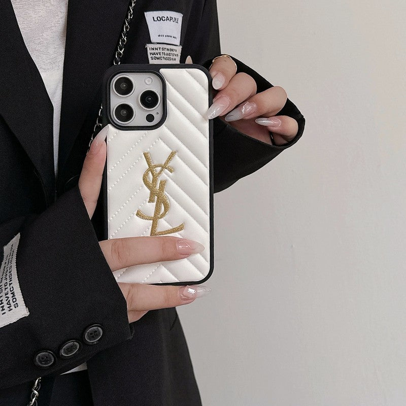 Saint Black & White Leather iPhone Case