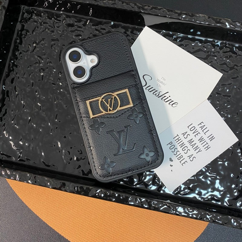 Louis Card Bag Gold Logo iPhone Case