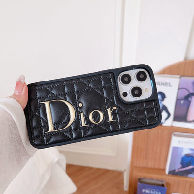 CD Gold Logo Leather iPhone Case