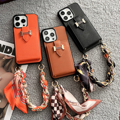 H Card Bag Scarves Leather iPhone Case