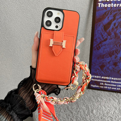 H Card Bag Scarves Leather iPhone Case