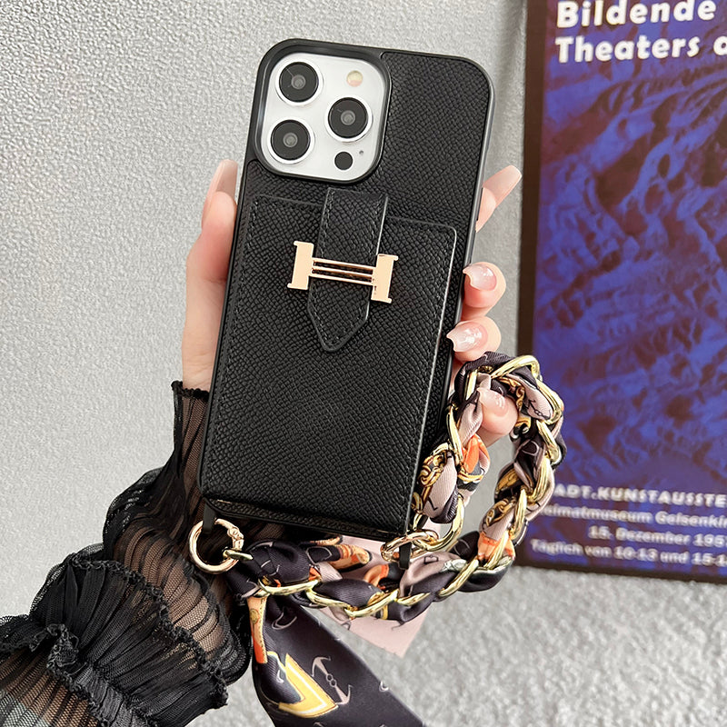 H Card Bag Scarves Leather iPhone Case