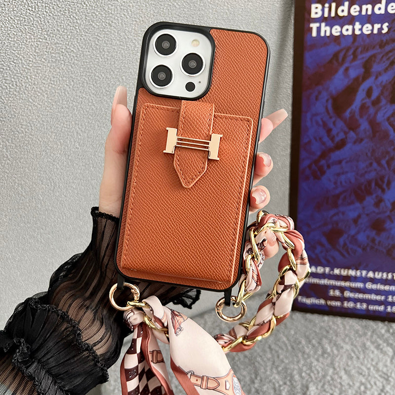 H Card Bag Scarves Leather iPhone Case