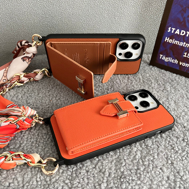 H Card Bag Scarves Leather iPhone Case