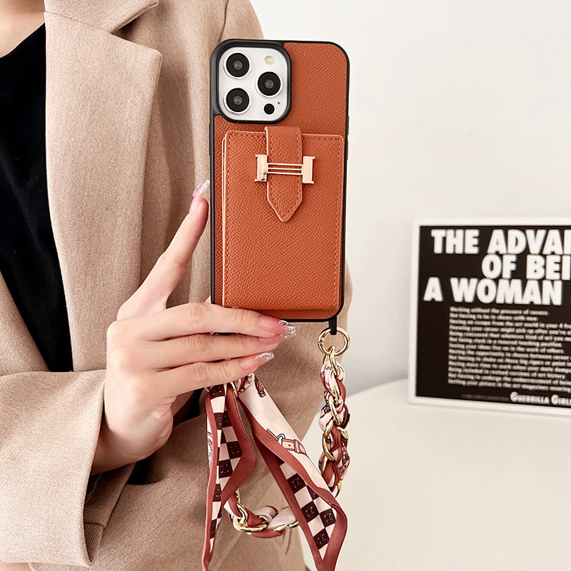 H Card Bag Scarves Leather iPhone Case