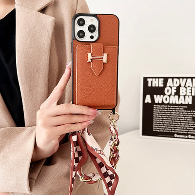 H Card Bag Scarves Leather iPhone Case