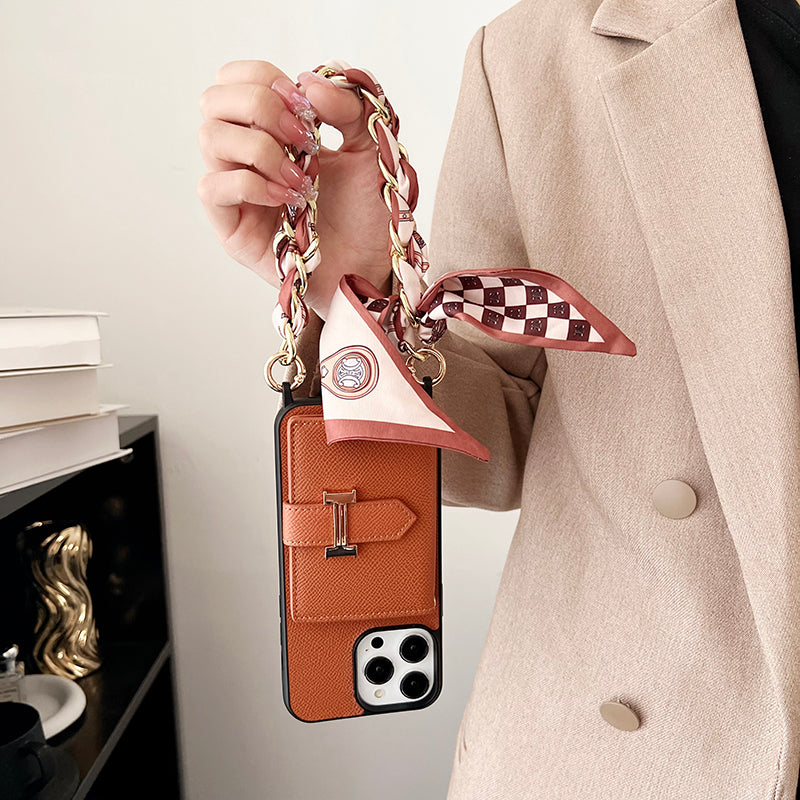 H Card Bag Scarves Leather iPhone Case