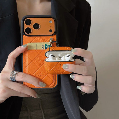 Herm Card Holder Leather iPhone Case + Airpods Case