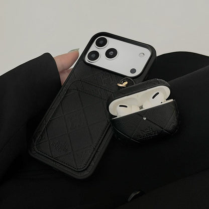 Herm Card Holder Leather iPhone Case + Airpods Case
