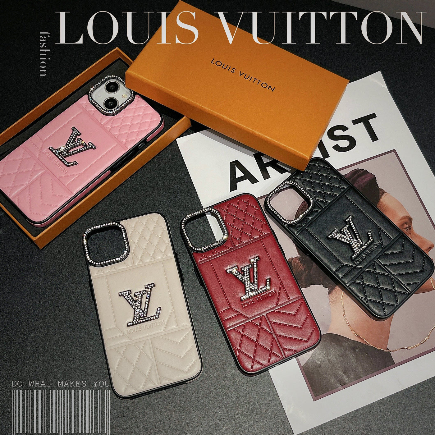 Louis Rhombus Leather iPhone Case