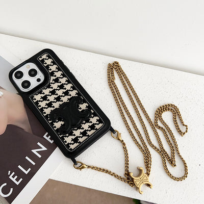 CE Gold Chain Leather iPhone Case