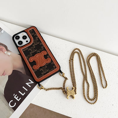 CE Gold Chain Leather iPhone Case