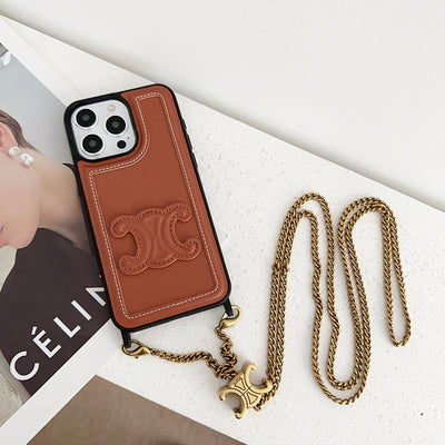 CE Gold Chain Leather iPhone Case