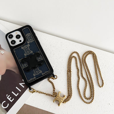 CE Gold Chain Leather iPhone Case