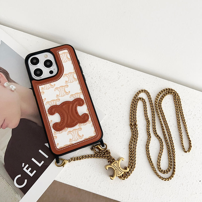 CE Gold Chain Leather iPhone Case