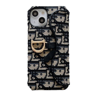 CD Black & Grey Fabric iPhone Case