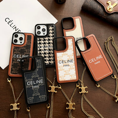 CE Gold Chain Leather iPhone Case